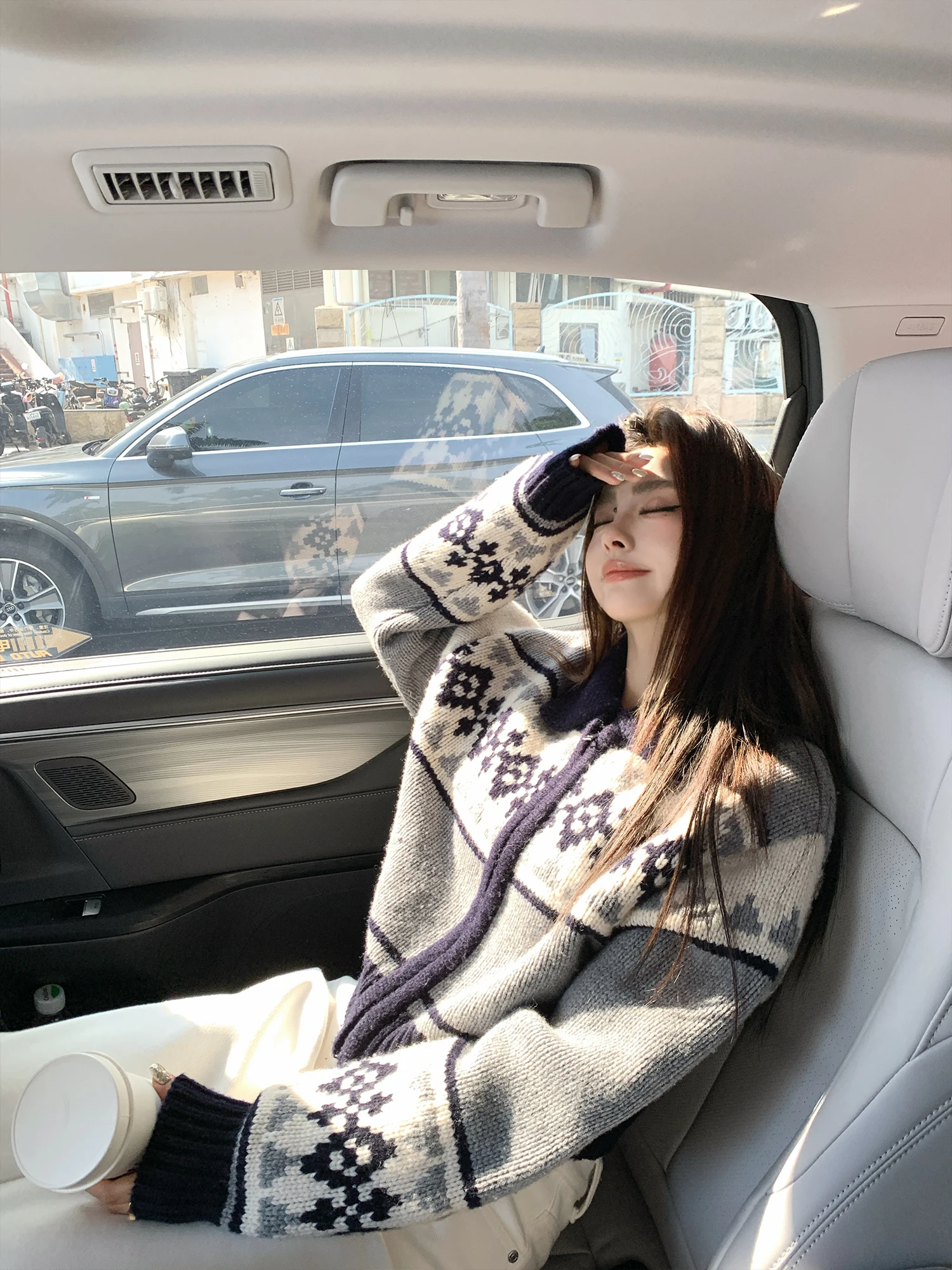 

Вязаный кардиган с капюшоном Lilylikes Nordic Sweet Sister из 100% шерсти, плотной вязки, 700 г, с узором Fair Isle, с длинными рукавами