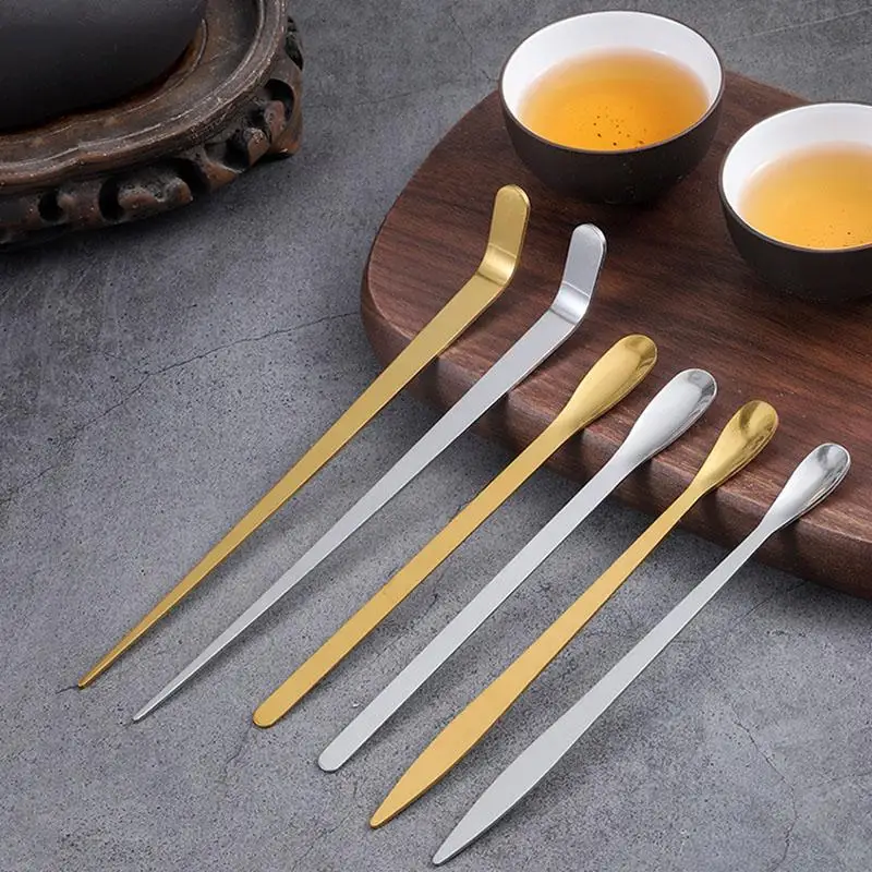 Stainless Steel Tea Needle Stick Gold Silver Matcha Spoon Tea Scoop Tea Ceremony Teaware Kitchen Tool Cleaning Pot Measuring Tea