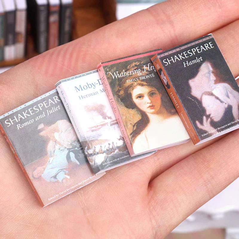 หนังสือจำลองตกแต่งบ้านตุ๊กตา 10 ชิ้น ขนาด 1/12 ของตกแต่งห้องอ่านหนังสือ ของเล่นเด็ก