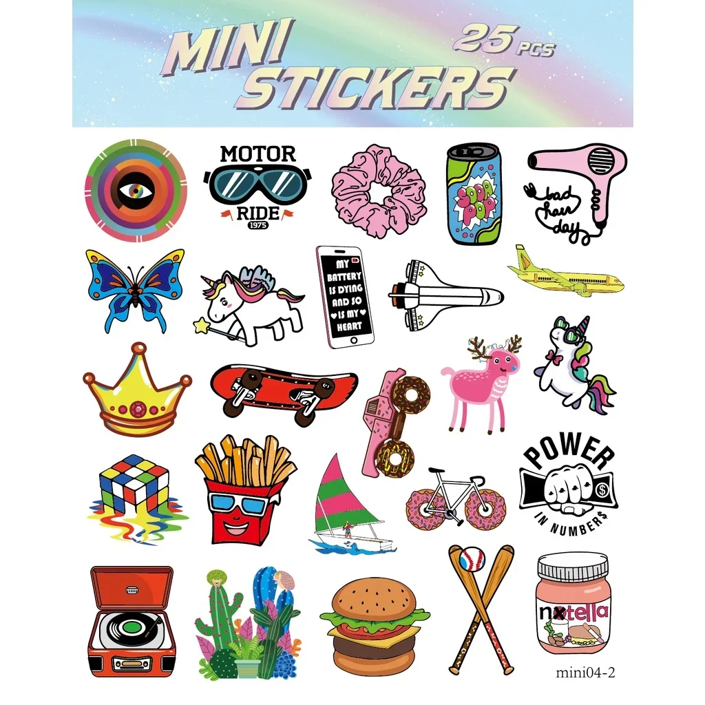 8/4/2 ورقة صغيرة متعددة لطيف الكرتون نمط عشوائي غير متكررة مقاوم للماء الكتابة على الجدران ملصقات لحساب اليد مقلمة الشارات #5