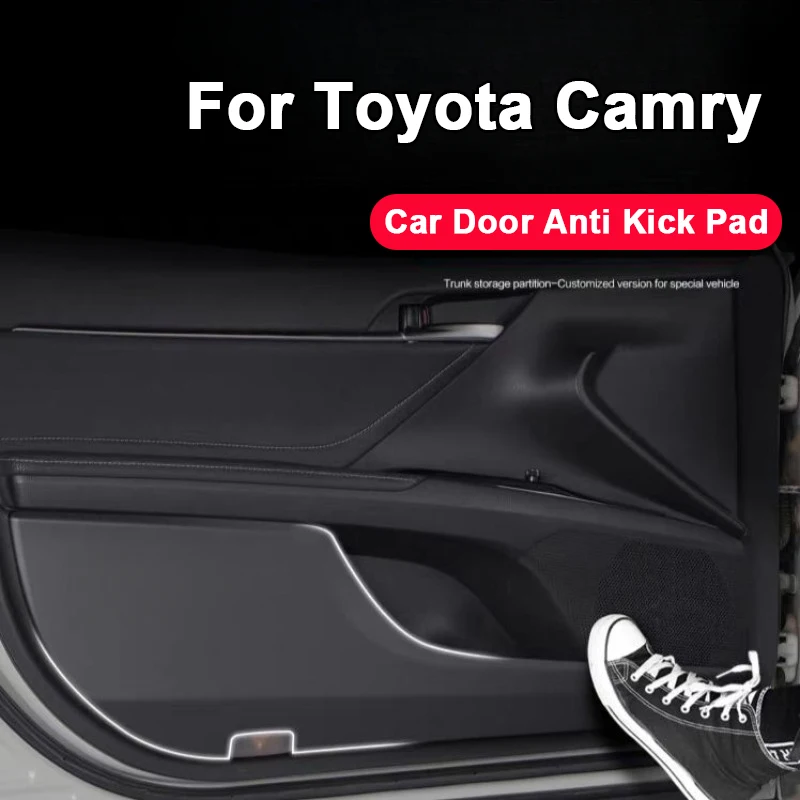 For Toyota Camry 7/8 th Gen 2012-2025 Lychee Grains Leather Car Door Anti-kick Mat Protective Cover Sticker Decor Accessories