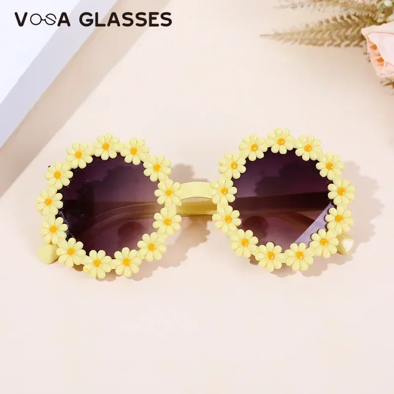 Girl Sunflower Round Flower Cute Ladies Fashion Sun Shade Glasses Children\'s Daisy Sunglasses Child Matching Sunglasses