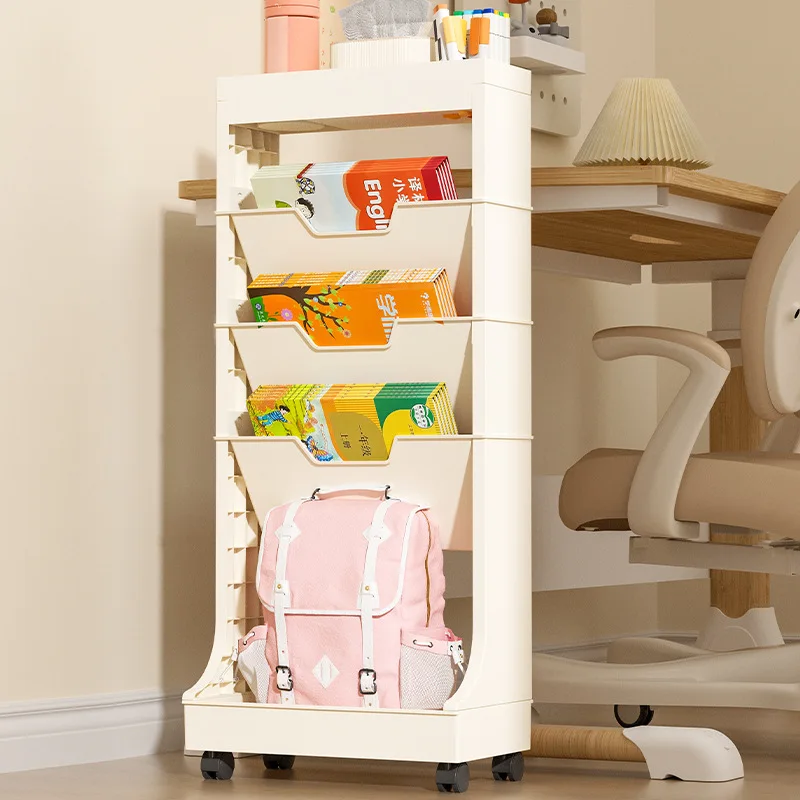 3 Layers Removable Desk Side Bookshelf Office Magazine Shelf Home Student Books Bag Snacks Storage Rack Clutter Organizer