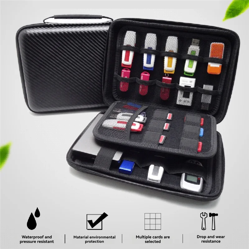 Electronics Cable Organizer Bag USB Flash Drive Memory Card HDD Case Travel Case SD SDXC SDHC Card Holder Organizer