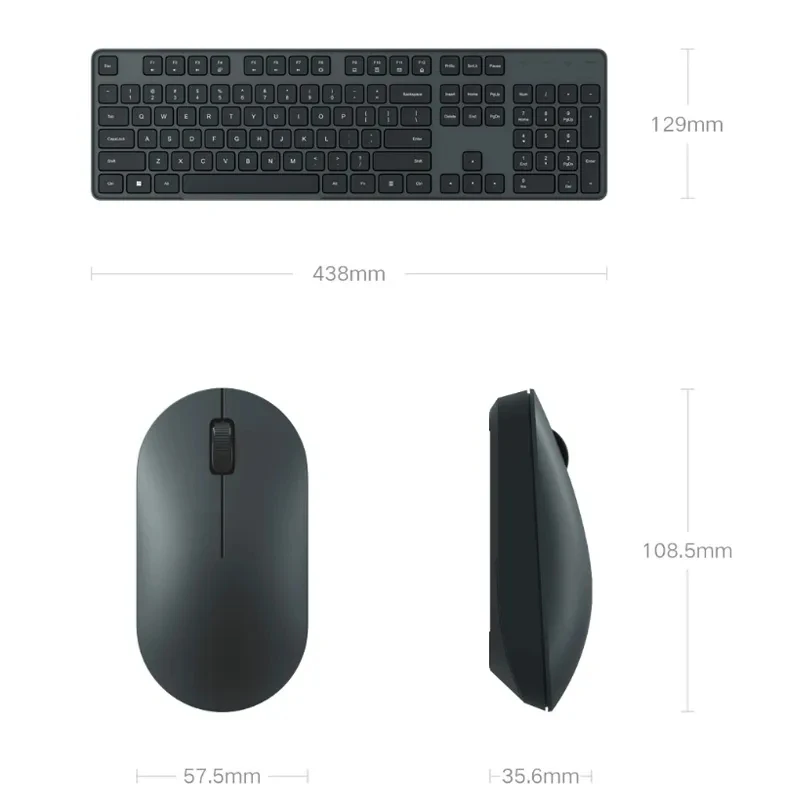 Xiaomi-デスクトップキーボード用マウスセット,新しい黒色のミニマリストデバイス,2023 GHz,2.4キー,USB,104