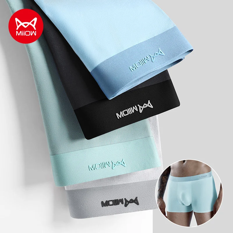 MiiOW 3Pcs Cotton Man Underpants Boxer Breathable Thermal Boxers 3A Advanced Antibacterial Boxershorts Sexy Seamless Male Pantie