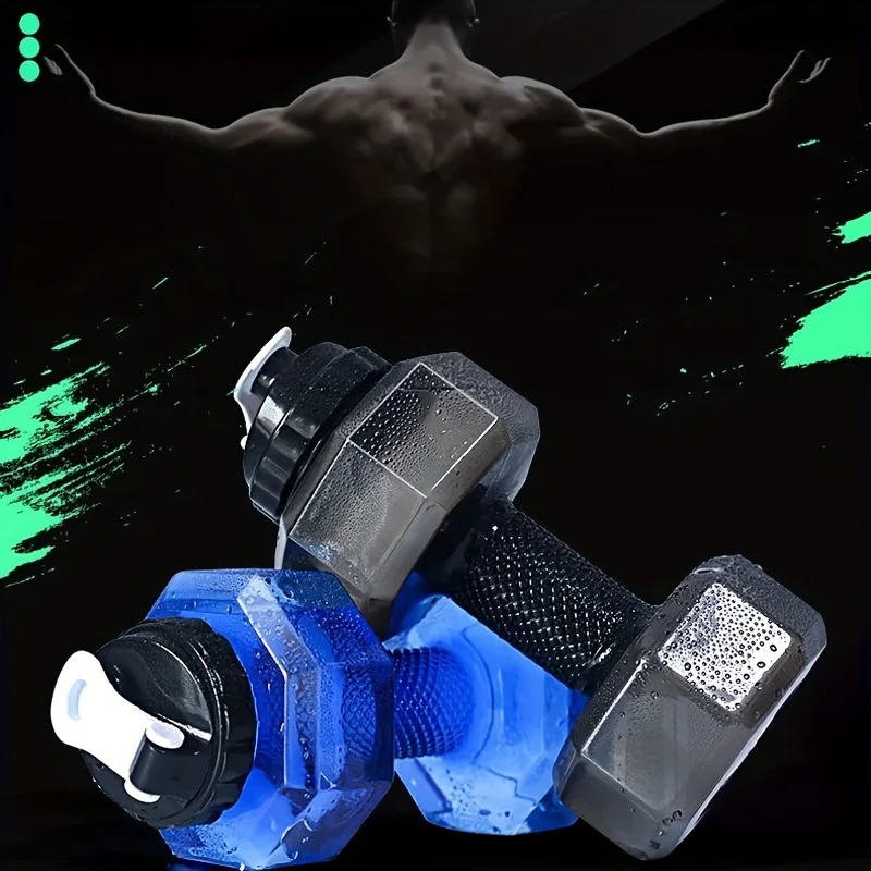 1pc 1500ml Large Capacity Dumbbell Sports Bottle Plastic Drinking Cup Leakproof Fitness Camping Portable Water Bottle