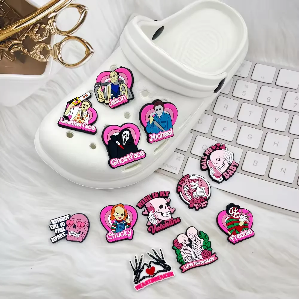 

1-12pcs Halloween Cartoon Shoes Charms Accessories Fit sandals Clog Backapck Wristbands Shoes appendix charm Parties child Gift