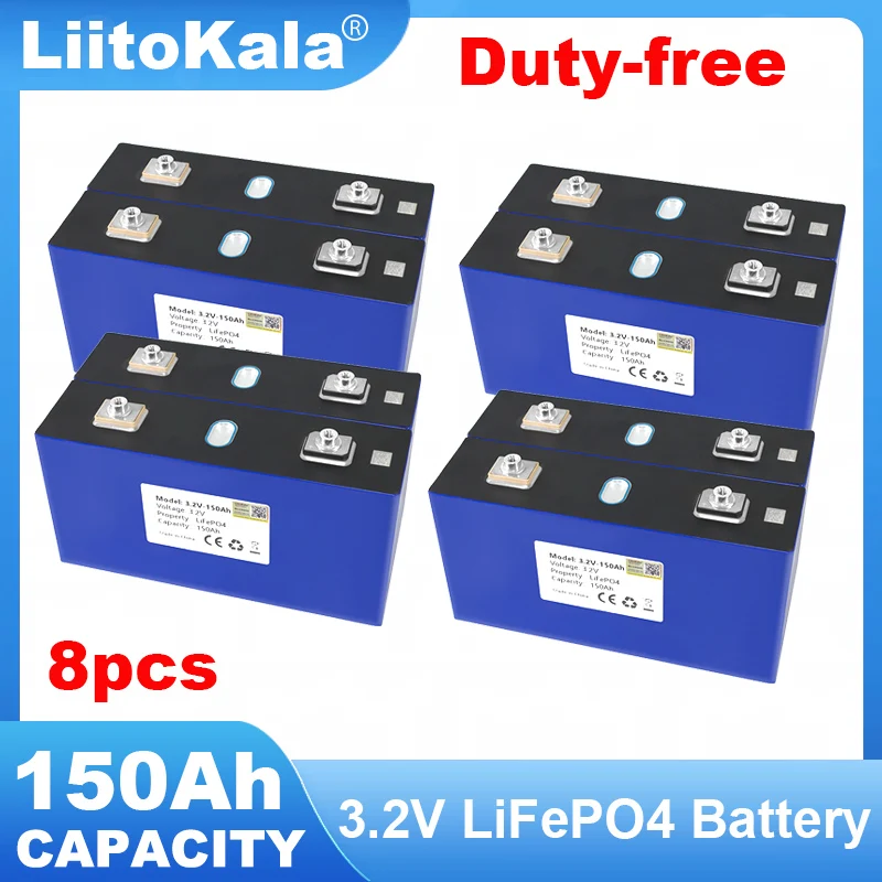 8 sztuk 3.2V 150Ah akumulator LiFePO4 ogniwo fosforanowe DIY 4s 12v 24V motocykl elektryczny samochód podróżny falownik słoneczny baterie Duty-free