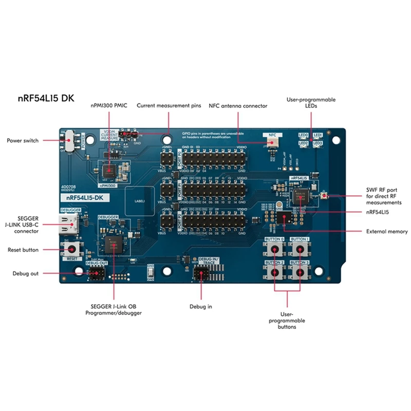 DN-NRF54L15-DK 開発ボード NRF54 シリーズ ワイヤレス Soc Bluetooth メッシュ、スレッド、マター、2.4 G 低エネルギー用