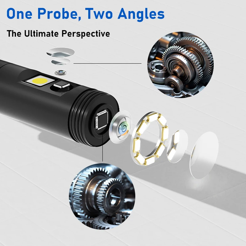 4.3‘’ Screen Borescope Dual Camera 8mm 1080P HD Split Design IP67 Waterproof Endoscope for Inspection Car Engine Piping Sewer