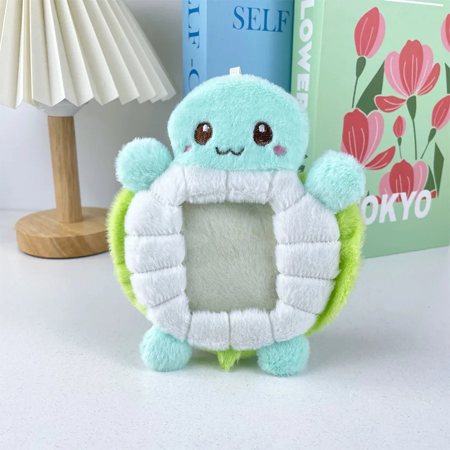 Cute cartoon little turtle photo card holder Korea idol turtle doll girl cute key chain ID credit protection stationery ornament