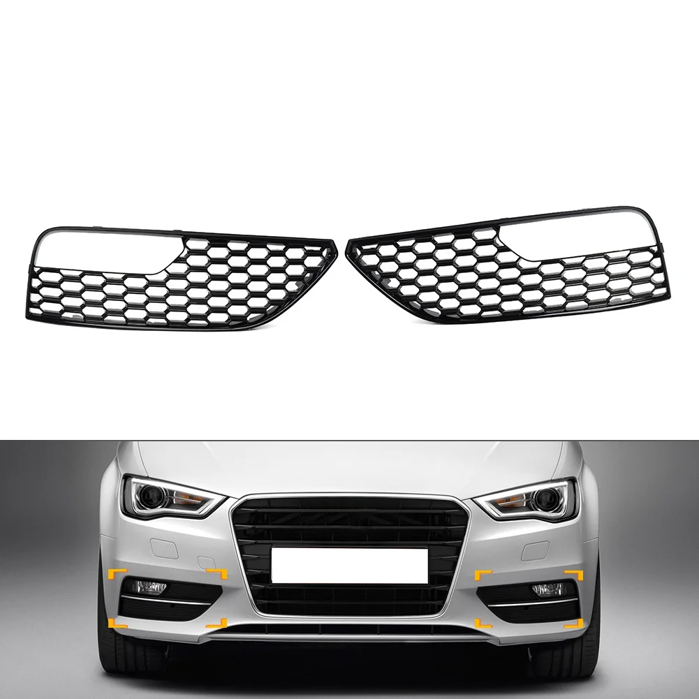 

2x Car Open Mesh Honeycomb Front Bumper Lower Air Guide Grille Cover For Audi A1 2014 2015 2016 2017 2018 Standard Version Only