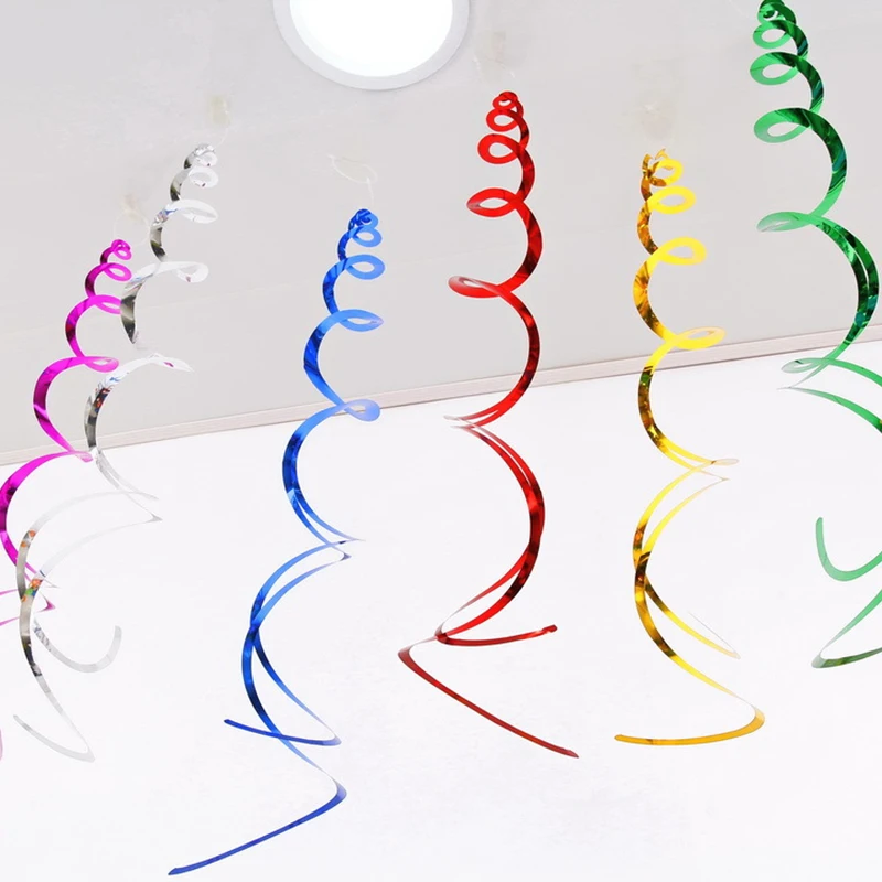 6pcs Spiral Pendant Dangling Swirls Metallic Ceiling Hanging Streamers Ornament Christmas Wedding Birthday Balloons Decorations image 5