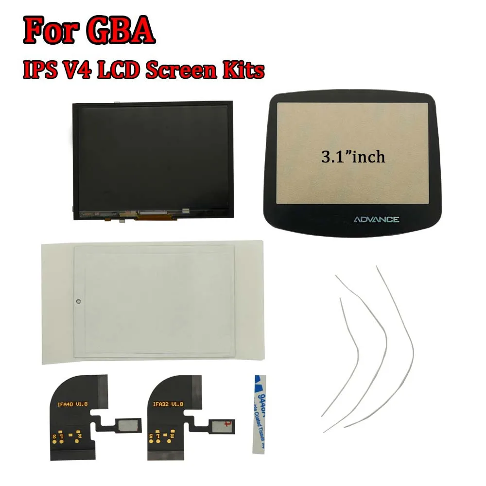 3.1''inch IPS V4 LCD Screen Replacement Kits with OSD Menu Function for Nintend 2024 GBA V4 LCD Screen 15 Levels High Brightness