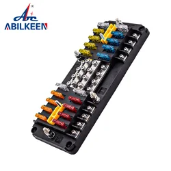 ABILKEEN 20Ways Auto Blade Fuse Box DC36V Max.100A Fuse Blade Holder with Ground and Cover for Car Boat Marine RV Car Truck