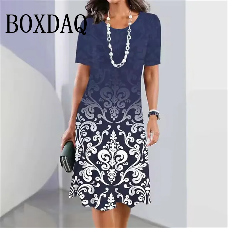 Robe de soirée rétro à manches courtes pour femmes, robes imprimées en 3D, pull streetwear, vêtements d'été élégants, mode de fête d'automne