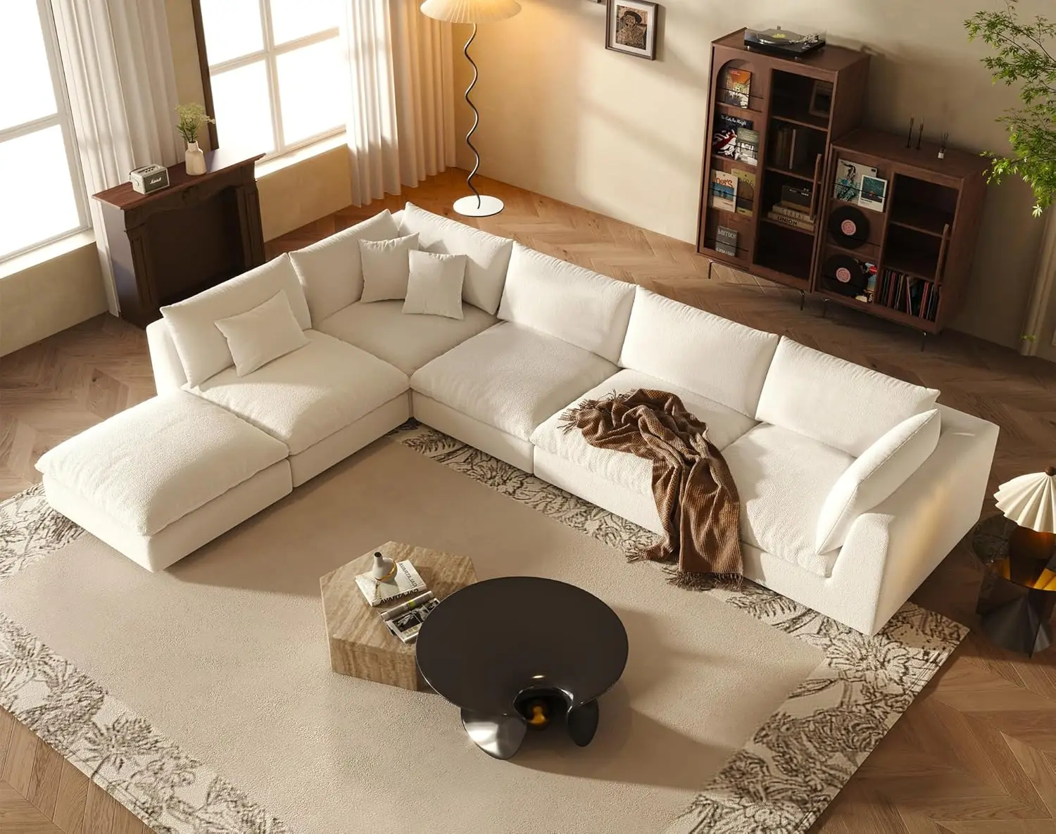 Oversized Sectional Sofa Couch, 156 inch Cloud Modular Couch with Ottoman, L Shaped Convertible Couch Deep Seat Couches