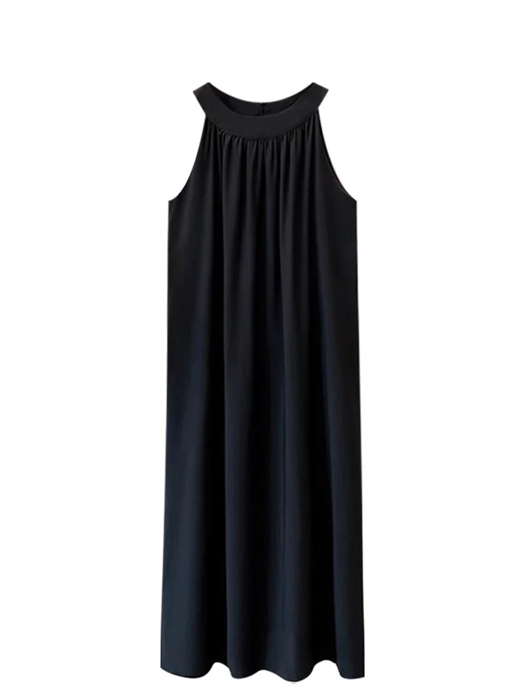 

Cara CLUB Large Size Elegant Neck Hanging Sleeveless Shoulder Bared Dress Women Summer Fat Sister Draped Feel Skirt