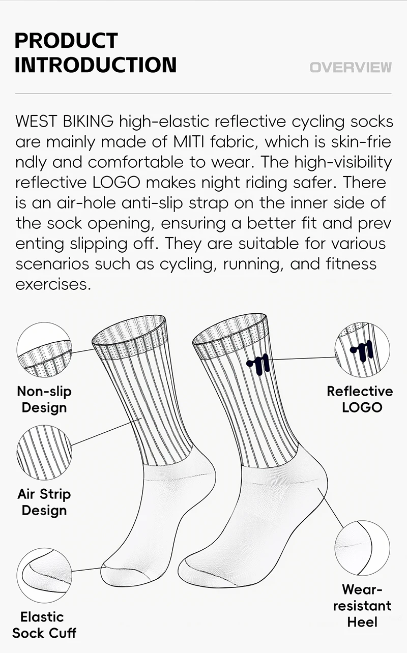 WEST RADFAHREN Sommer Aero Socken Whiteline Radfahren Socken Anti Slip Silikon Männer Fahrrad Sport Laufen Fahrrad Socken Calcetines Ciclismo – Detail 2