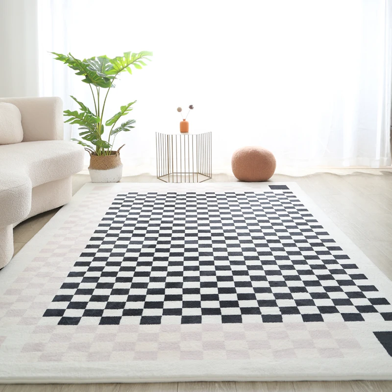 Nordic Style Carpets for Living Room Minimalist Bedroom Decor Plaid Rugs Home Checkerboard Lounge Rug Large Area Plush Floor Mat