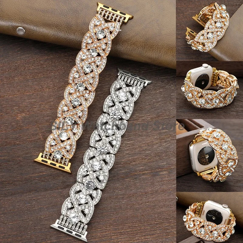 Luxuriöse Strass-Armbänder für Apple Ultra 38mm 42mm 41/45mm 49mm Damen Perlenarmband für iWatch Series 11 10 9 8 7 6 SE 5 4 3