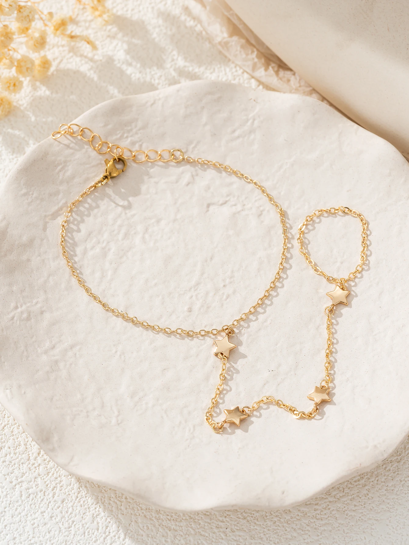 Minimally stylish mini star pendant integrated ring bracelet dance music festival jewelry #2
