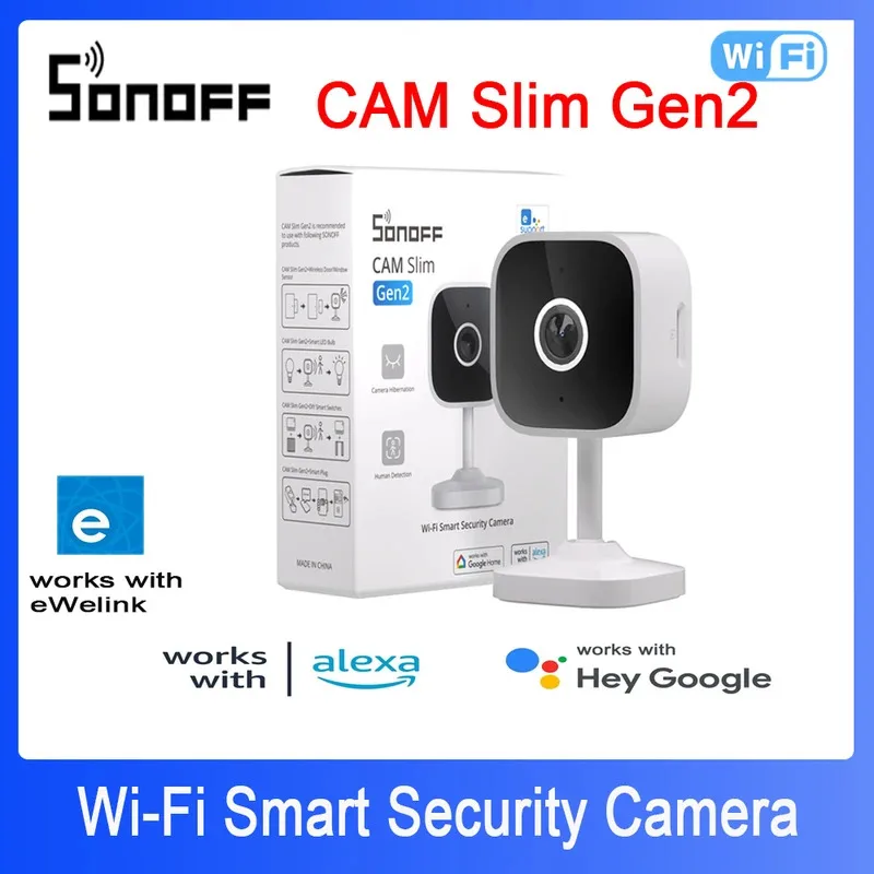 TS SONOFF CAM Slim Gen2 WiFi Smart Home Security Camera 1080P HD Motion Detection Two-Way Audio eWeLink APP Support Alexa Google