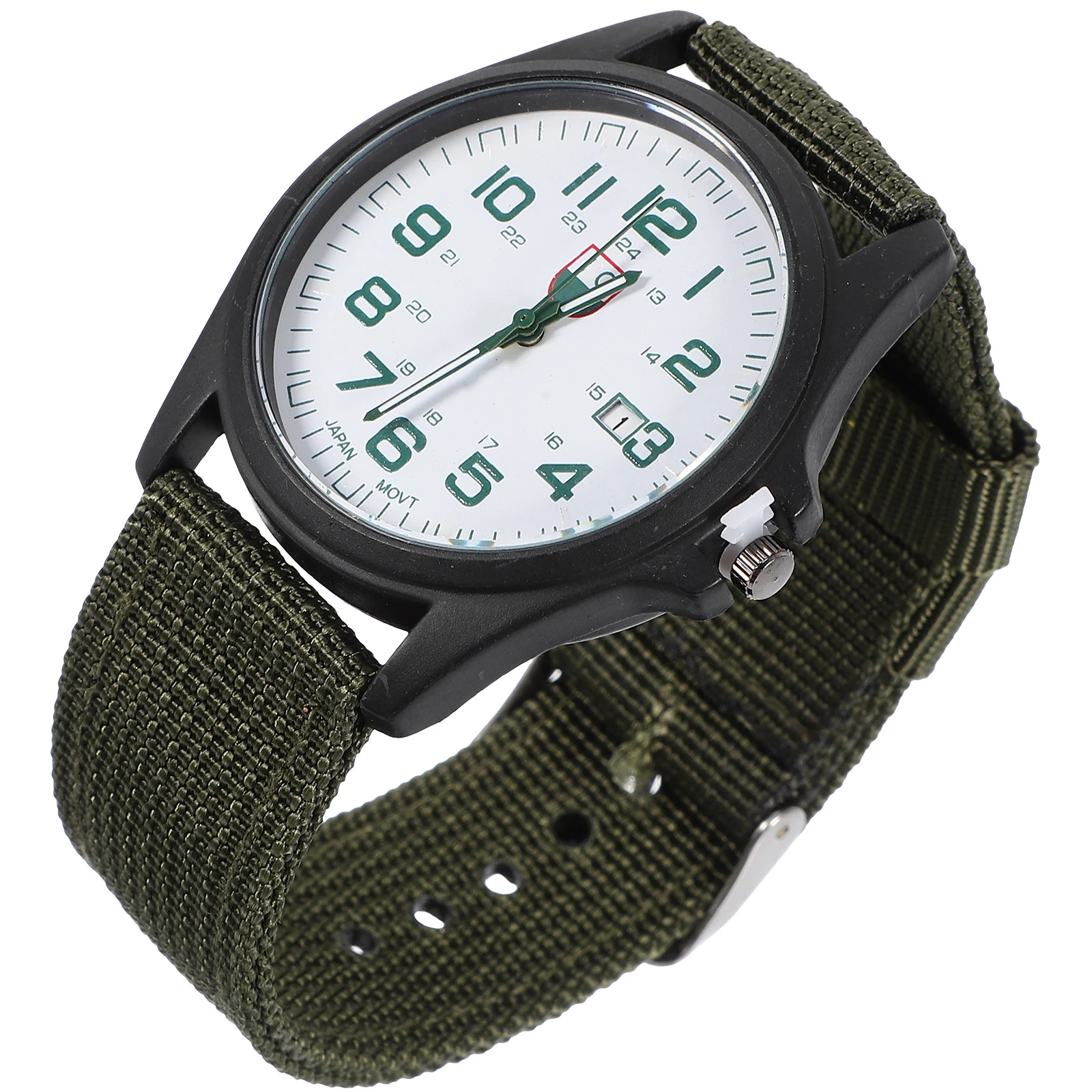 

Watch Quartz Mens Watches Stylish Nylon Wristwatch Green Band Calendar Fashion Male Accessories