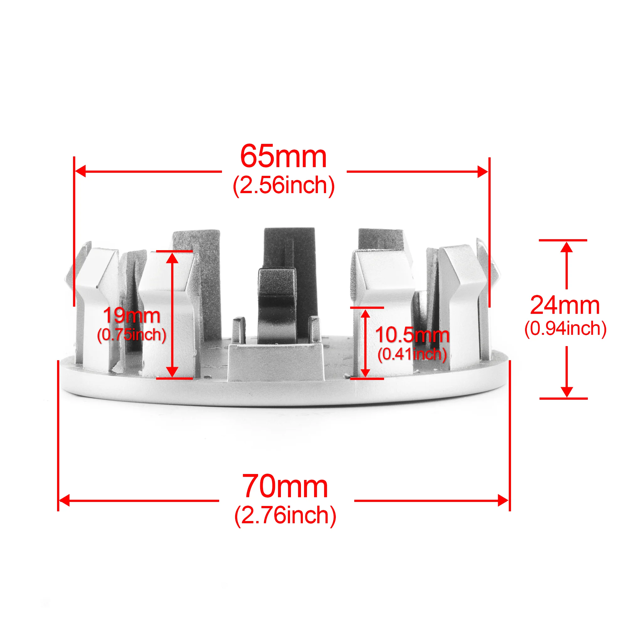 Rhino Tuning-Tapas centrales para ruedas de coche, accesorios interiores, 4 piezas, 70mm (2,76 pulgadas)(+ -1mm)/65mm (2,56 pulgadas)(+ -1mm)