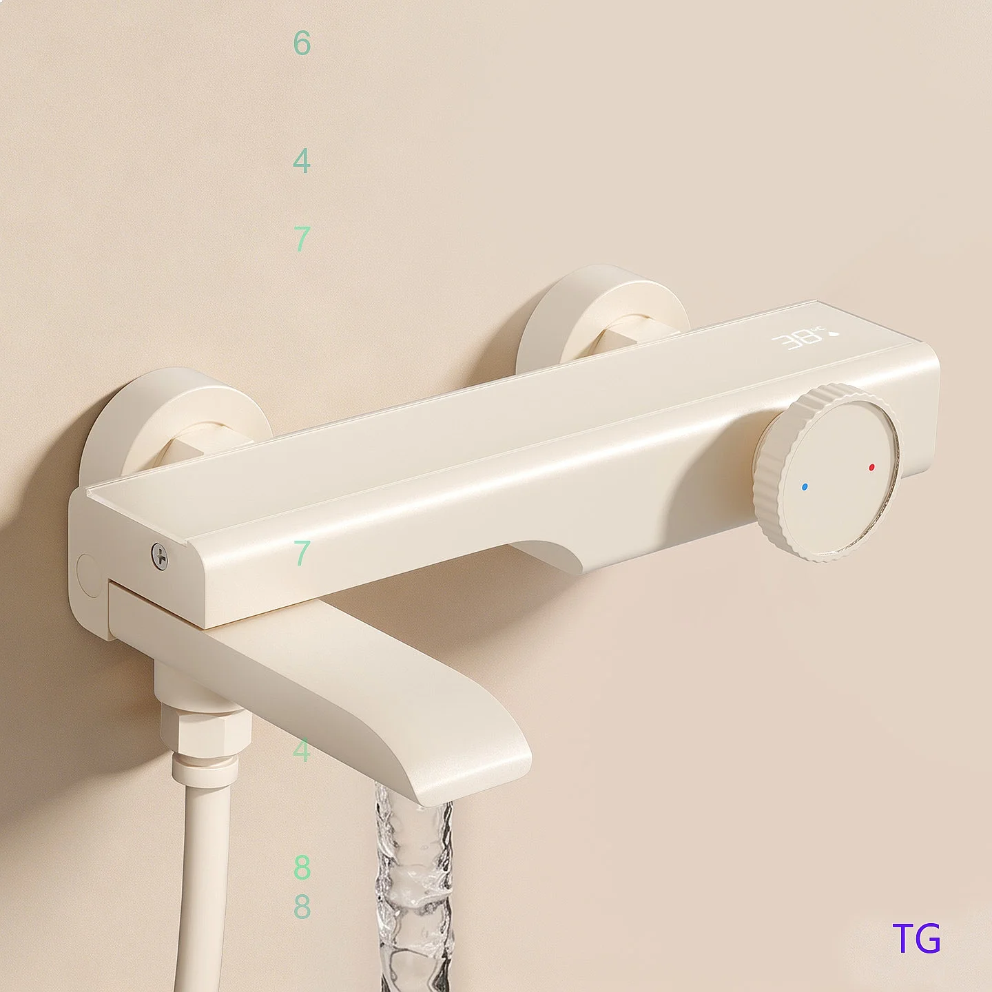 Cream Style Bathtub Shower Mixer Faucet, Hot Cold Handheld Dual Function Set