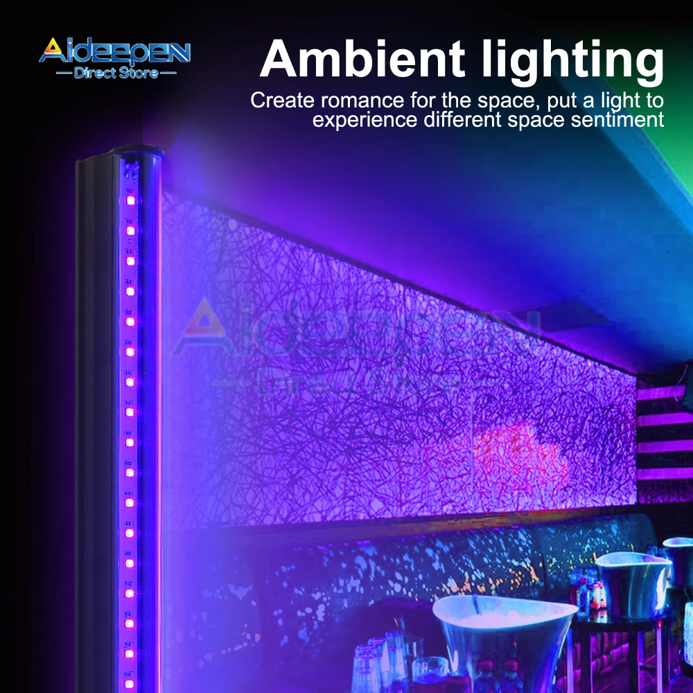 ไฟ LED สีดํา 6W 395nm T5 UV Blacklight บาร์สําหรับเรืองแสง Tapestry โปสเตอร์สีเรืองแสงฮาโลวีน Decor xmas Party