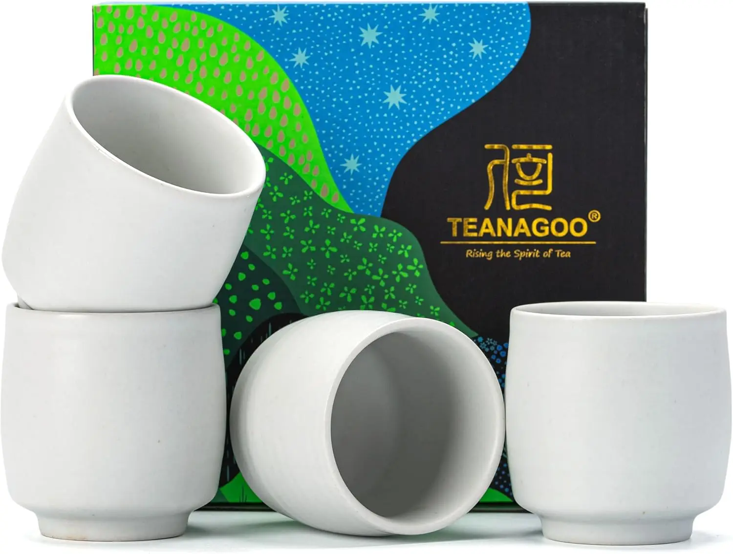 Keramische theekopjesset 4-delig wit 165ml inhoud - Sake kopjes keramische mokken servies keukenaccessoires cadeau voor haar koffie-accessoires