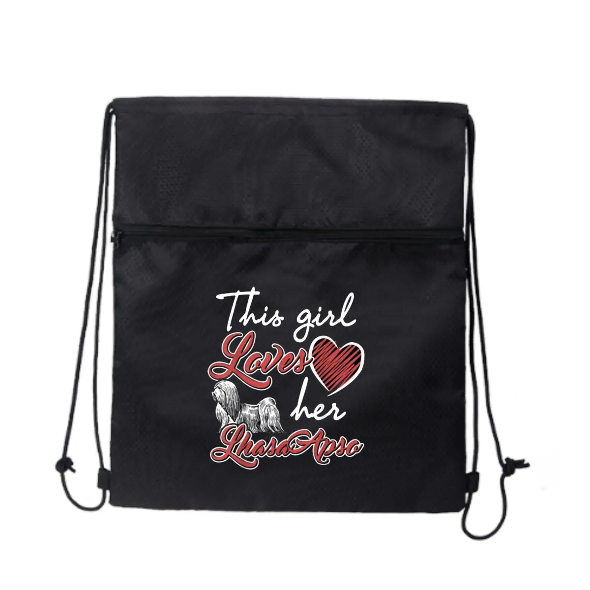 

Lhasa Apso Pet Art Черная минималистичная уличная сумка на молнии на шнурке
