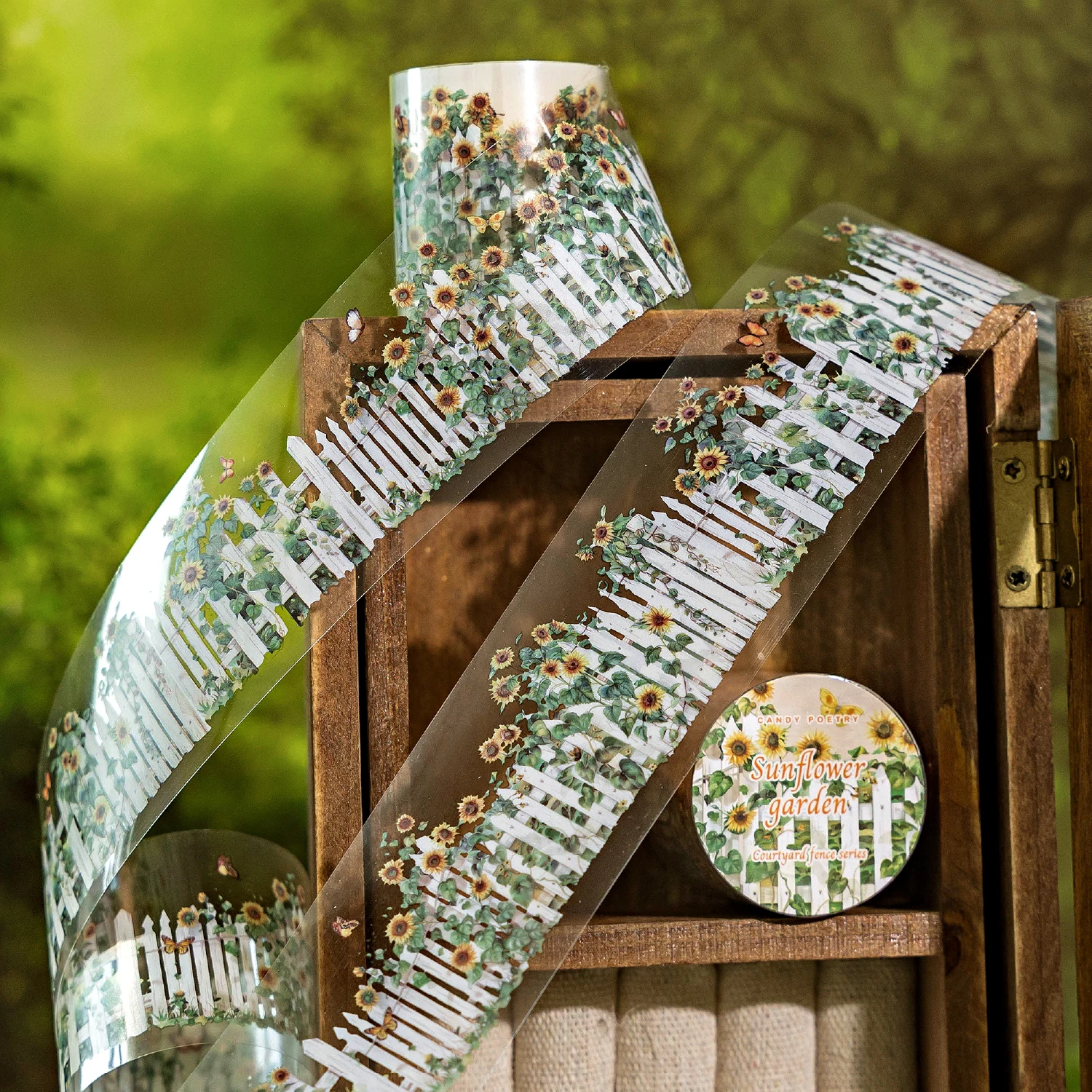 2 Roll PET Tape Courtyard Fence Series Spring Garden Vine  Landscape Hand Account Tape Creative DIY Greeting Card Decoration