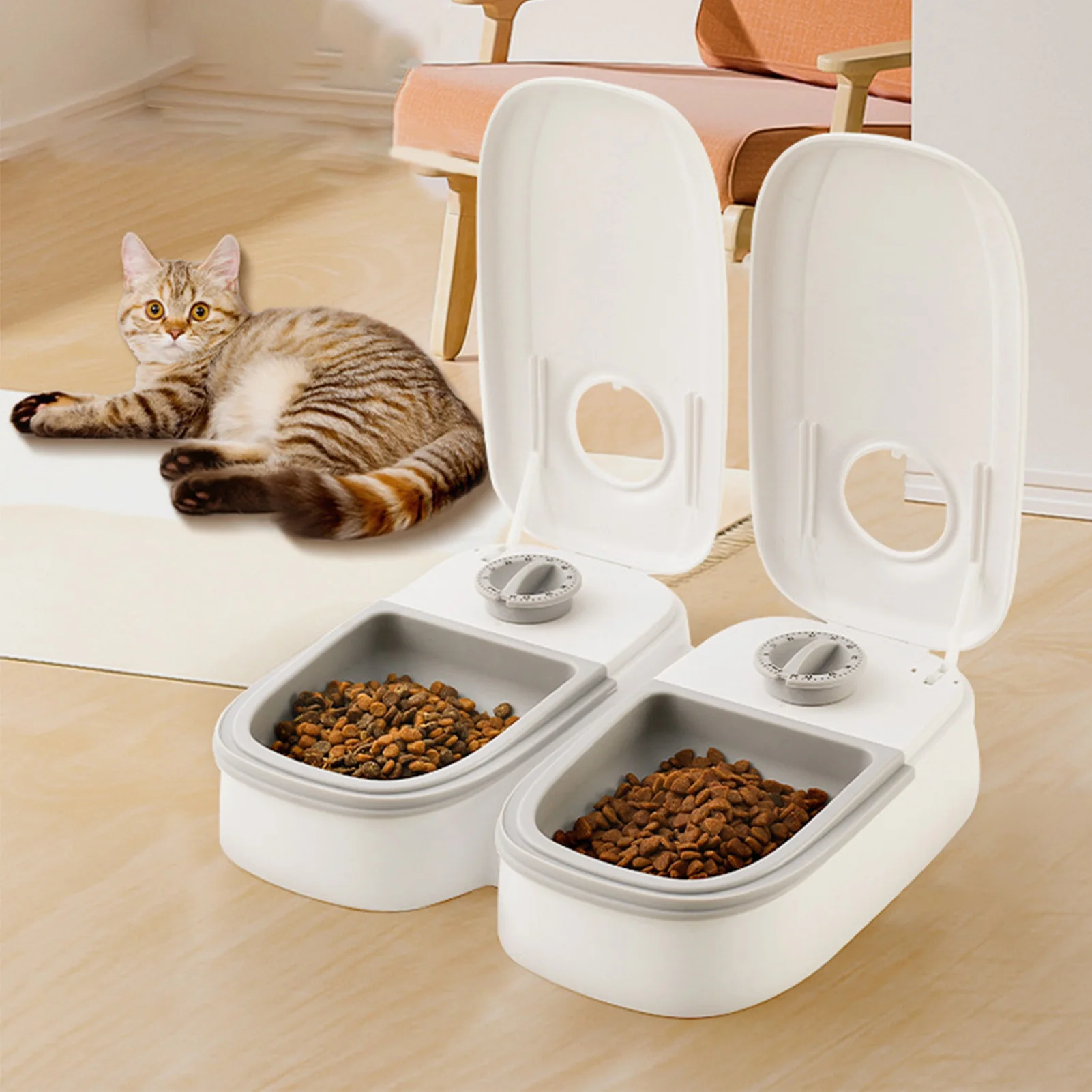

Pets Food Dispenser with 48-Hour Timer Design Large Capacity Dual Wet Food Dispenser Suitable for Canned Food and Yogurt
