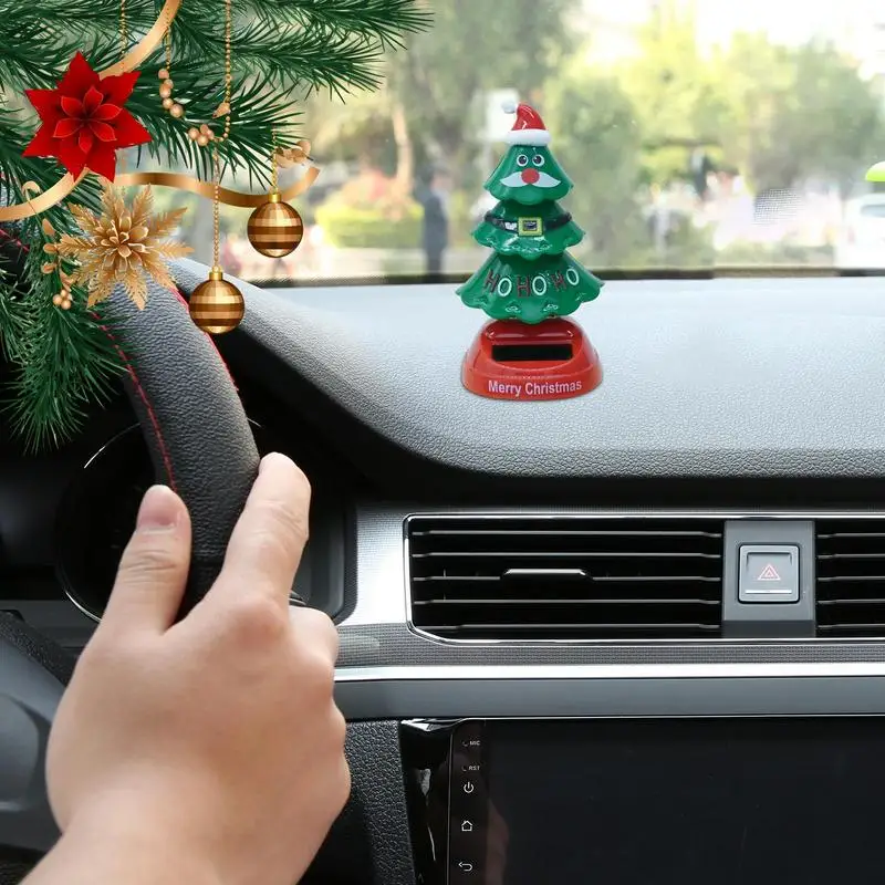 Solar Dashboard Figures Christmas Solar Dancing Toy Christmas Tree Novelty Moving Christmas Tree For Desk Windowsill Car