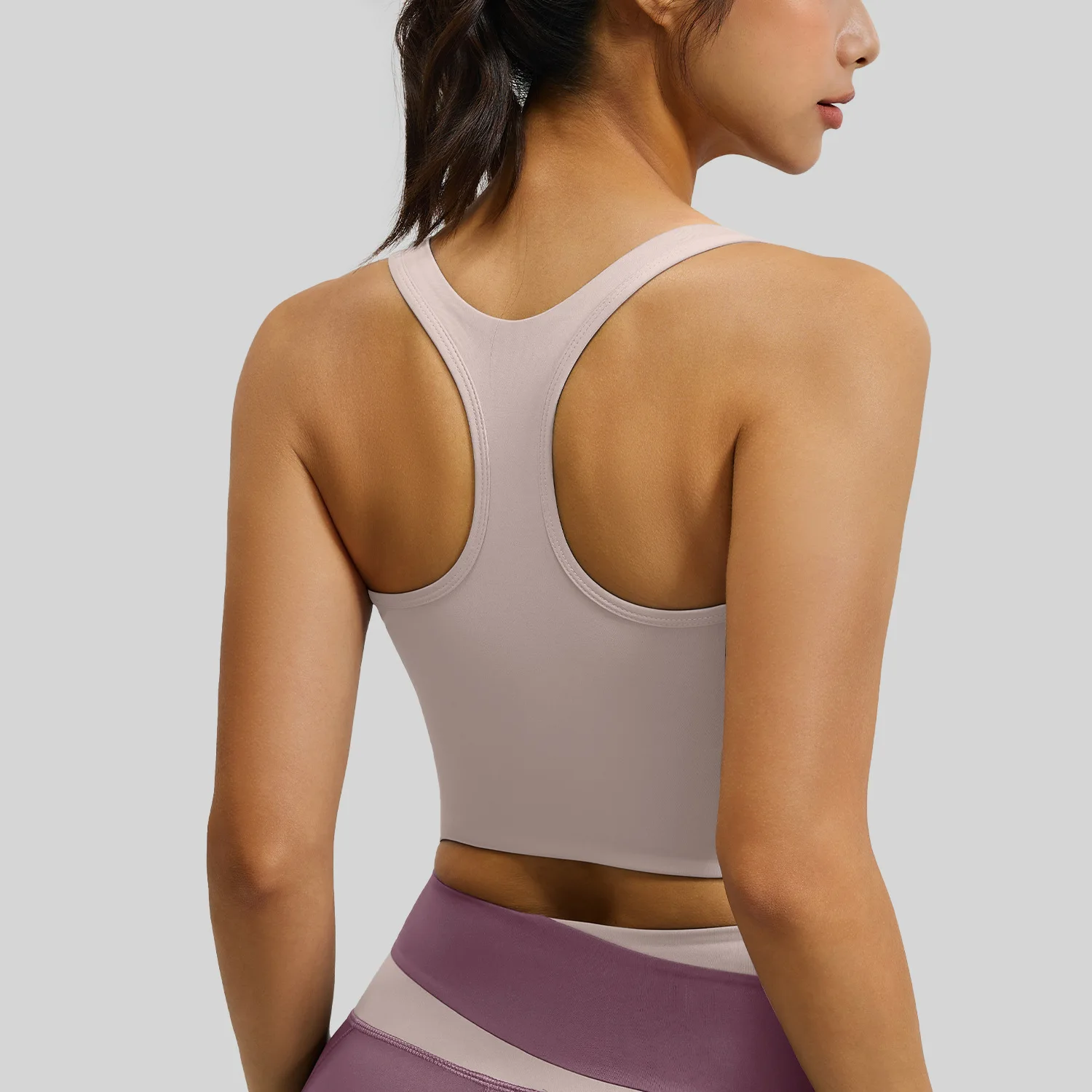 Women Color Block Sports Bra High Impact Shockproof Support Workout Tank Top Built-in Pads For Running Yoga Fitness