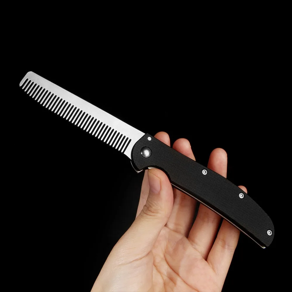 أمشاط فولاذية عتيقة قابلة للطي من الفولاذ المقاوم للصدأ للرجال، أمشاط اللحية المحمولة برأس الزيت للرجال، أمشاط الشعر، أدوات تشكيل قابلة للطي