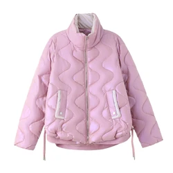 Chaqueta acolchada de algodón con cremallera, abrigo informal holgado y versátil, brillante, grueso y cálido, invierno, 2023