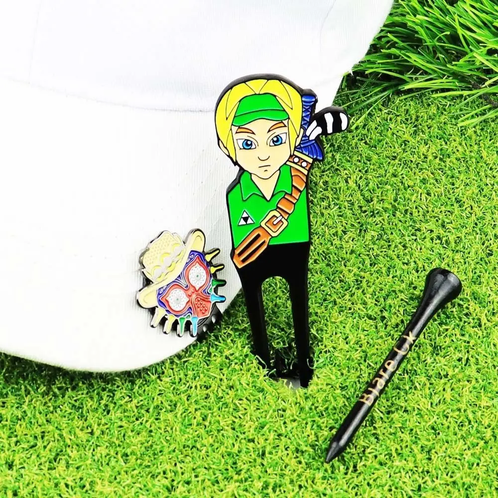 Practical Golf Divot Repair Tool Anti-Scratch Durable Golf Green Fork Creative Golf Magnetic Cap Clip