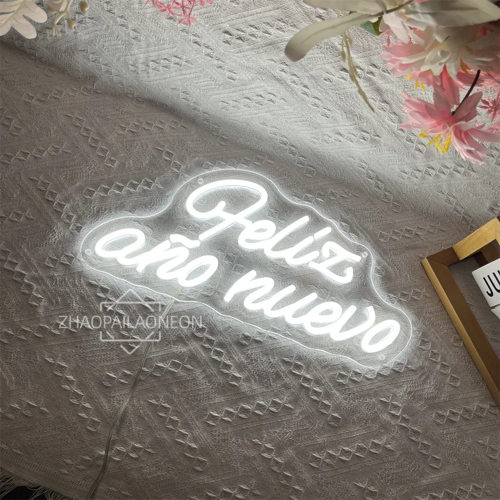 سنة جديدة سعيدة النيون تسجيل 2026 عيد ميلاد سعيد ديكور غرفة نوم المنزل Feliz ano nuevo النيون Led علامات جدار ديكور أضواء الهدايا #6