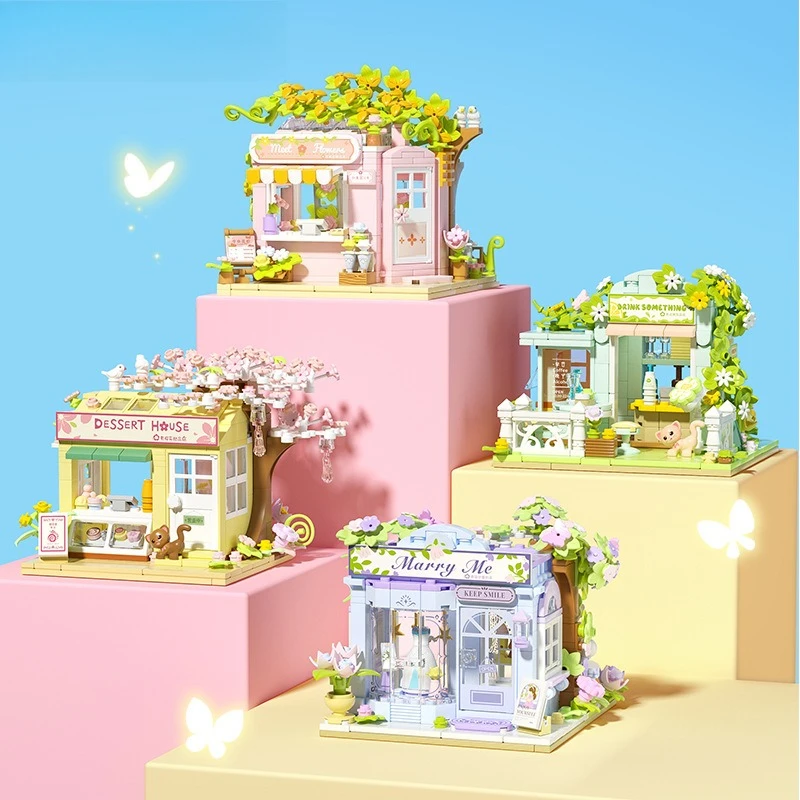 

Персонализированные креативные украшения для садового магазина, развивающие сборные строительные блоки в виде городской улицы, подарок для мальчиков и девочек