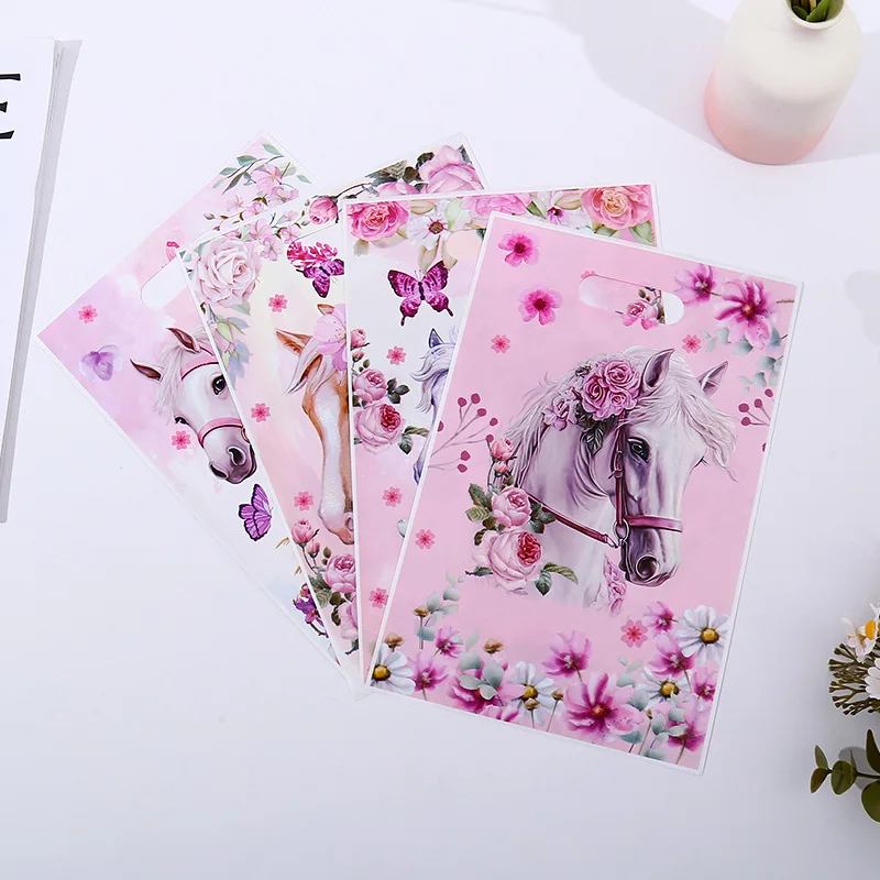 50Pcs Pink Horse Theme OPP Gift Packing Bag Cowgirl Candy Cake Bag for Girl Birthday Bachelorette Wedding Party Decoration view 2