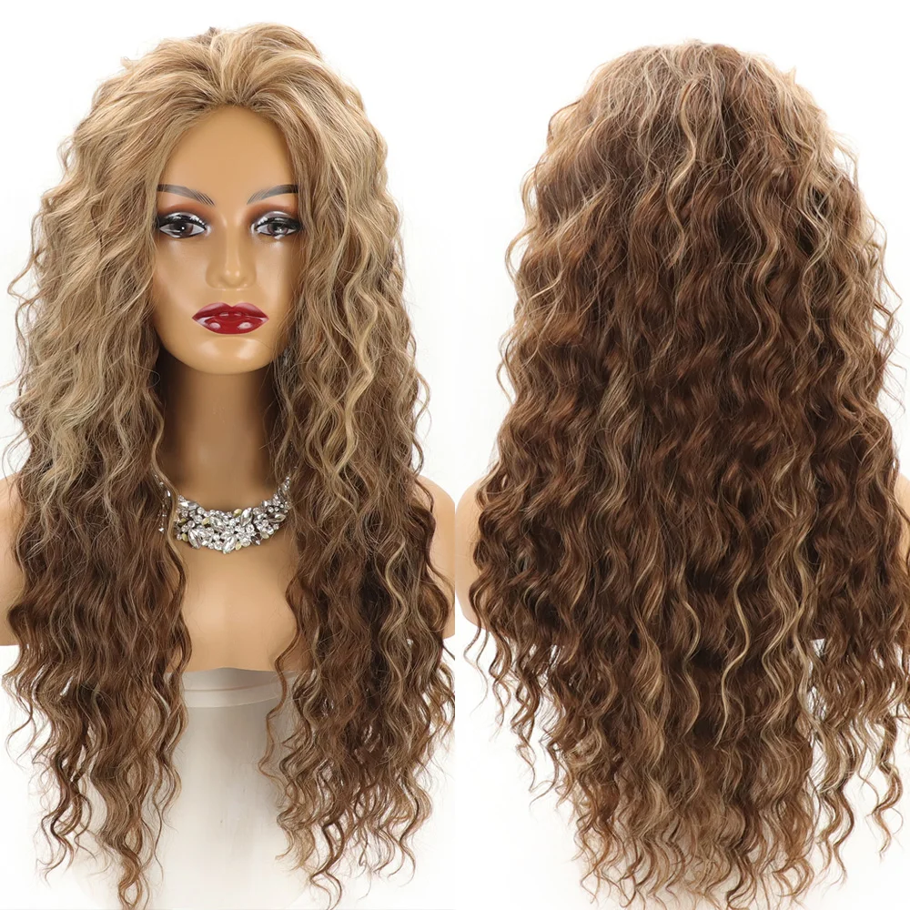 613 곱슬 금발 가발 긴 합성 헤어 가발 65CM/26인치 허니 블론드 긴 깊은 곱슬 웨이브 자연스러운 데일리 코스프레용