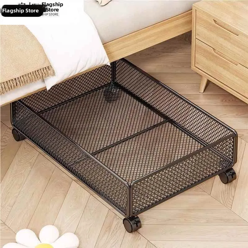 

Large Capacity Clothes Storage Box Flat with Wheels under Bed Organizer Basket Moving under Bed Storage Shelf Home Organization