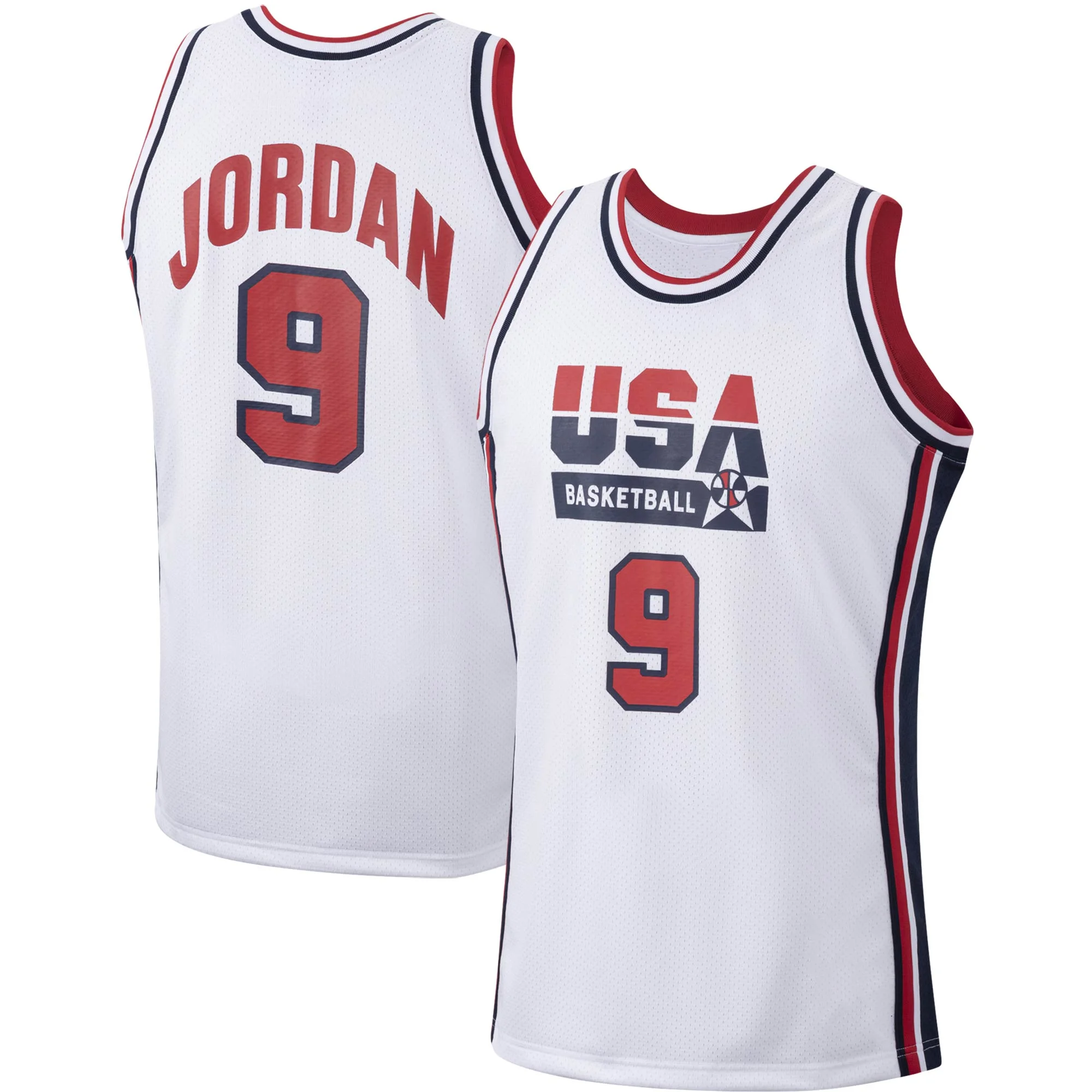 USA 9 Basketball Jerseys Blue White Big Size Outdoor Sportswear with Net Hole Breathable Hip Hop Culture Sewing Embroidery