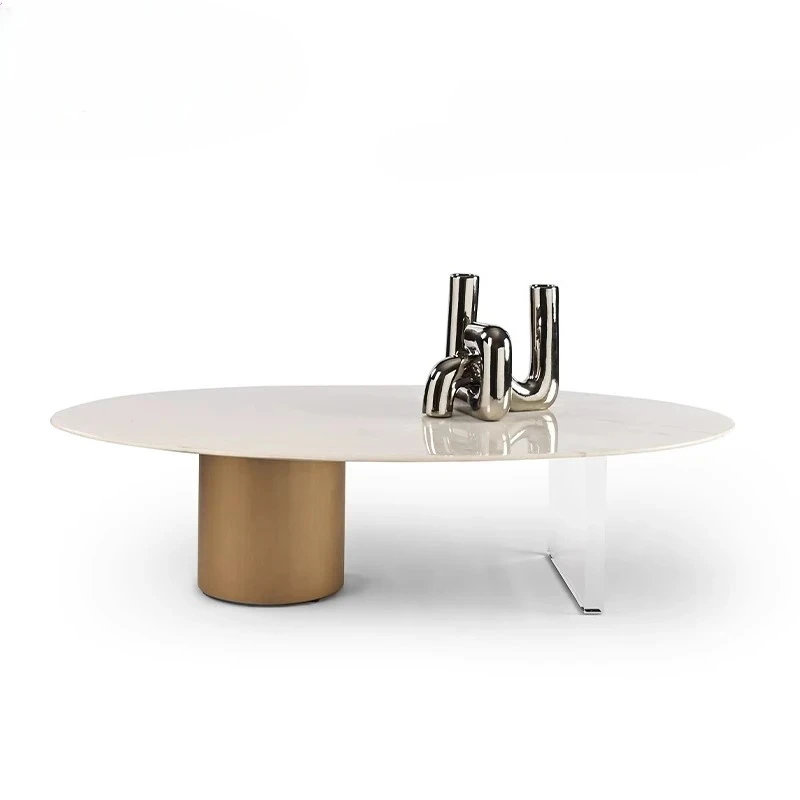 

Italian modern light luxury/natural marble + acrylic feet/designer high-end oval coffee table