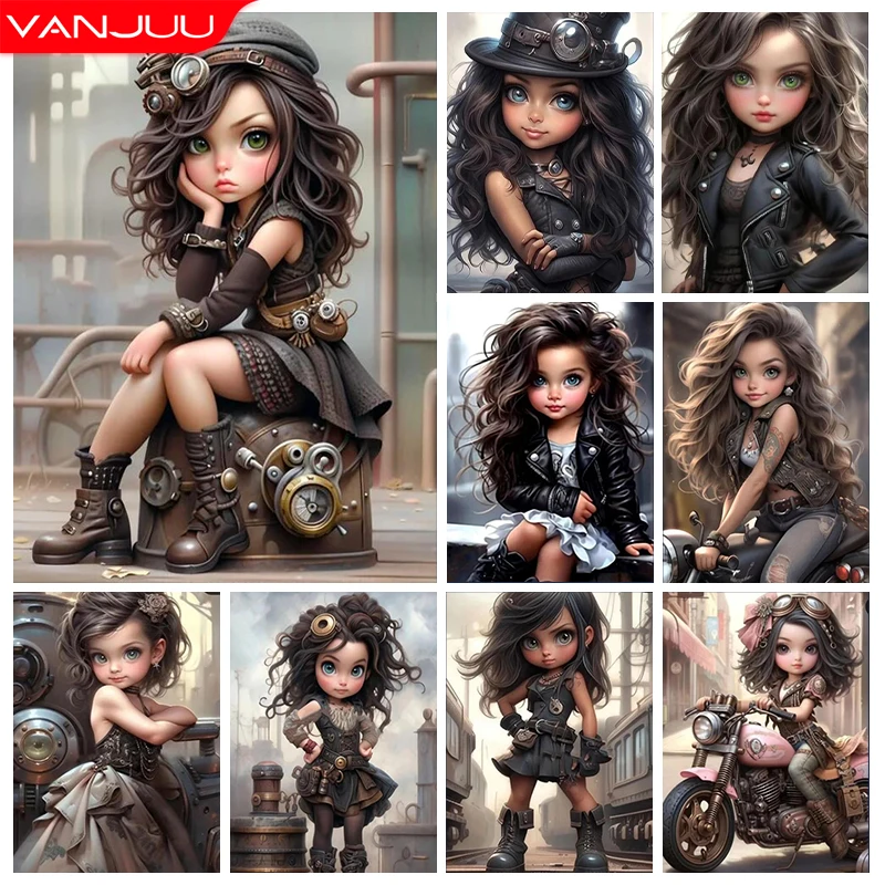 Diamant Malerei Cartoon Lokomotive Mädchen Voller Diamanten Mosaik Kunst Strass Retro Mechanische 5D DIY Hause Dekoration Bild Geschenk