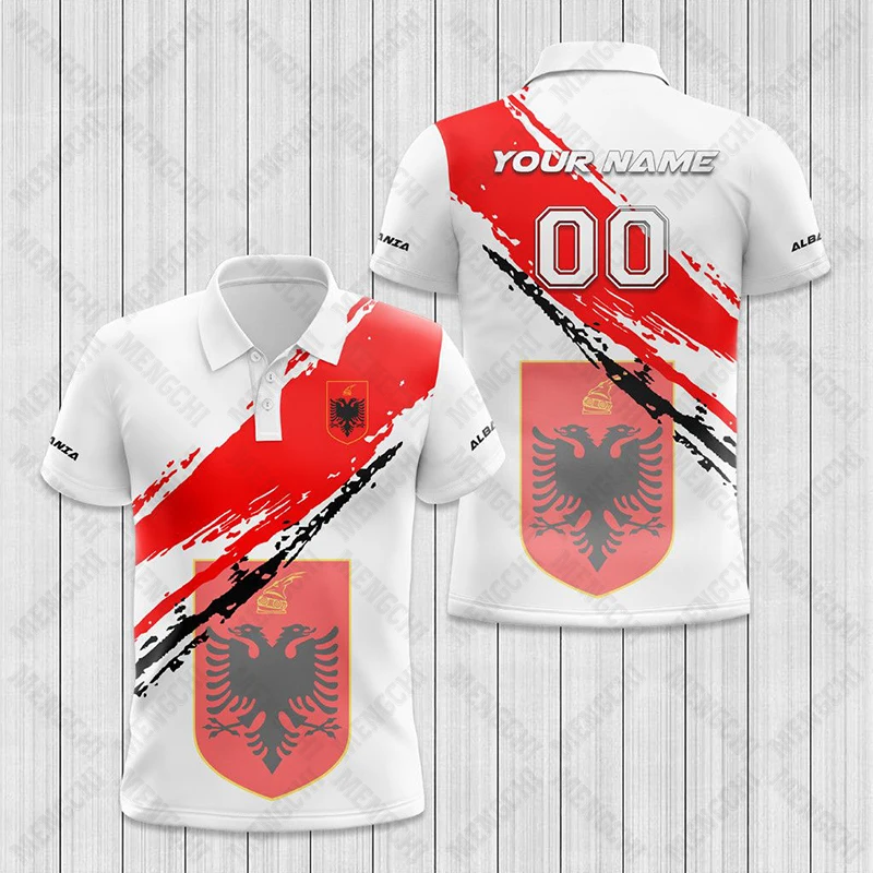 Custom Name Albania Emblem Graphic Polo Shirts Unisex Summer Casual Short Sleeve Tops Adults and Kids Sportswear Loose Jersey